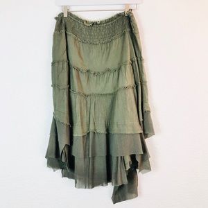 Vintage Free People Boho Gypsy Skirt Green M Layer
